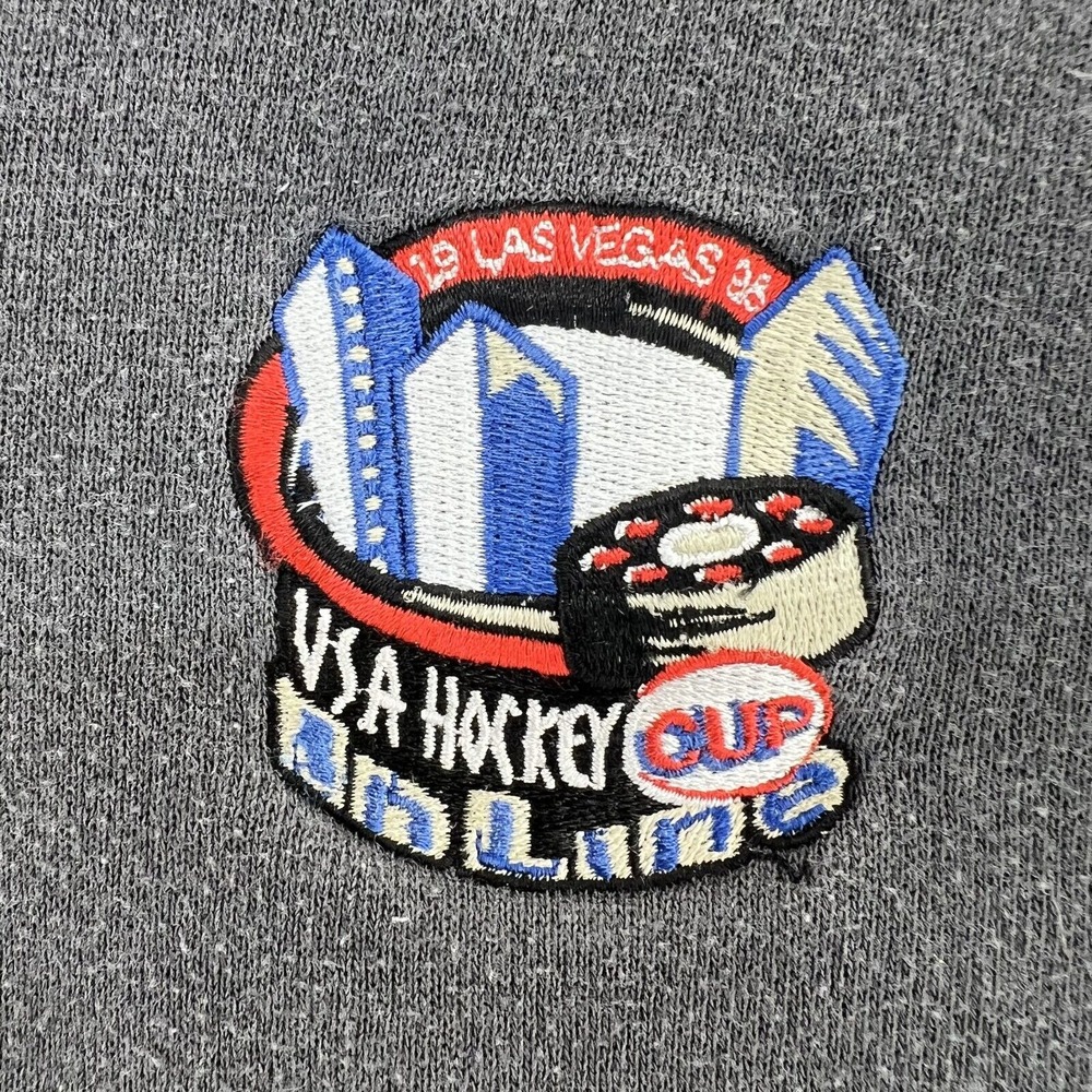 Vintage LEE Sweatshirt Men's 2XL USA‎ HOCKEY CUP Las Vegas 1998 Gray Long Sleeve